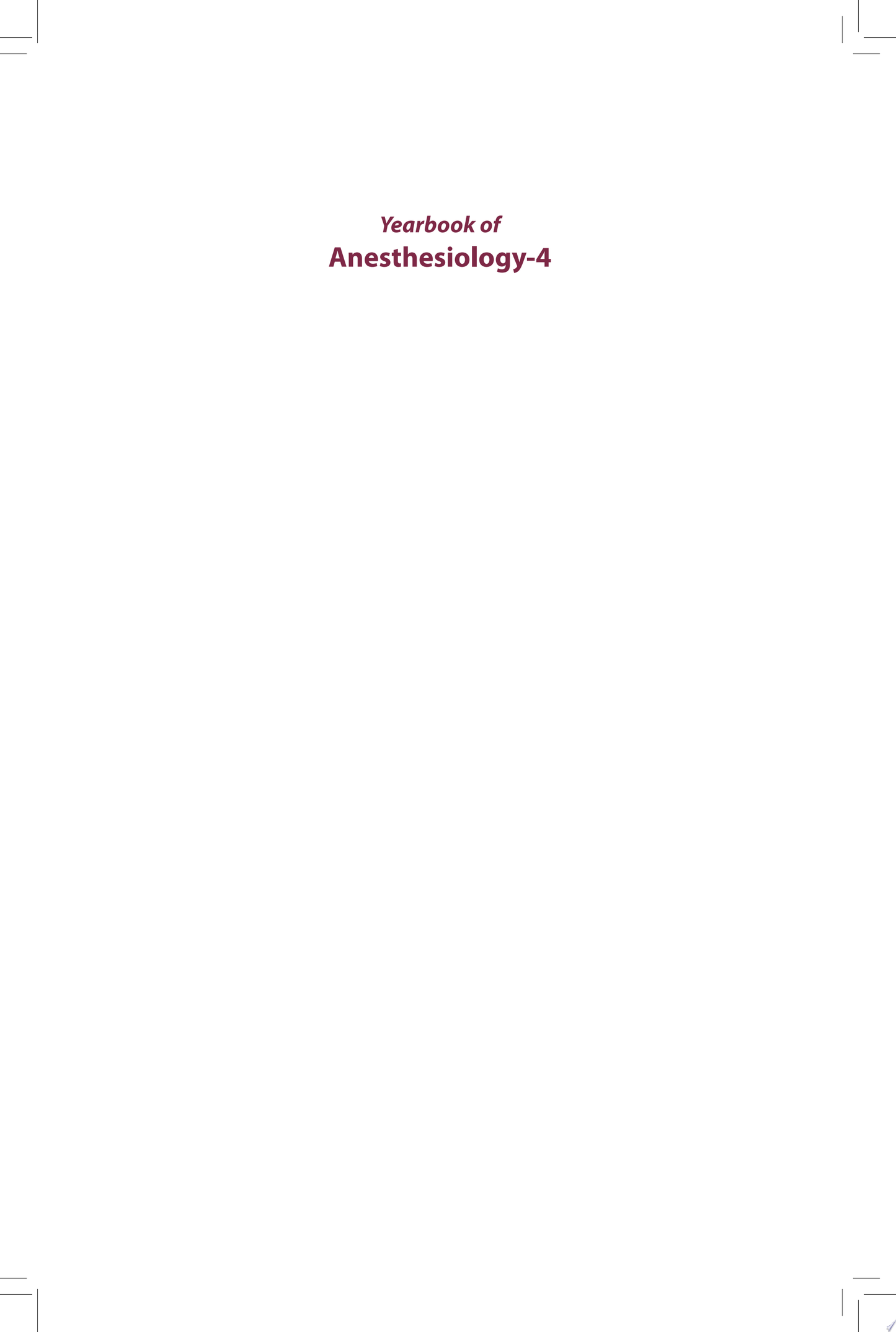 Yearbook of Anesthesiology-4